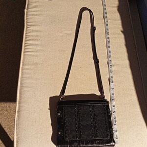 Chic Brighton Pretty Tough Square Leather Black Crossbody Bag